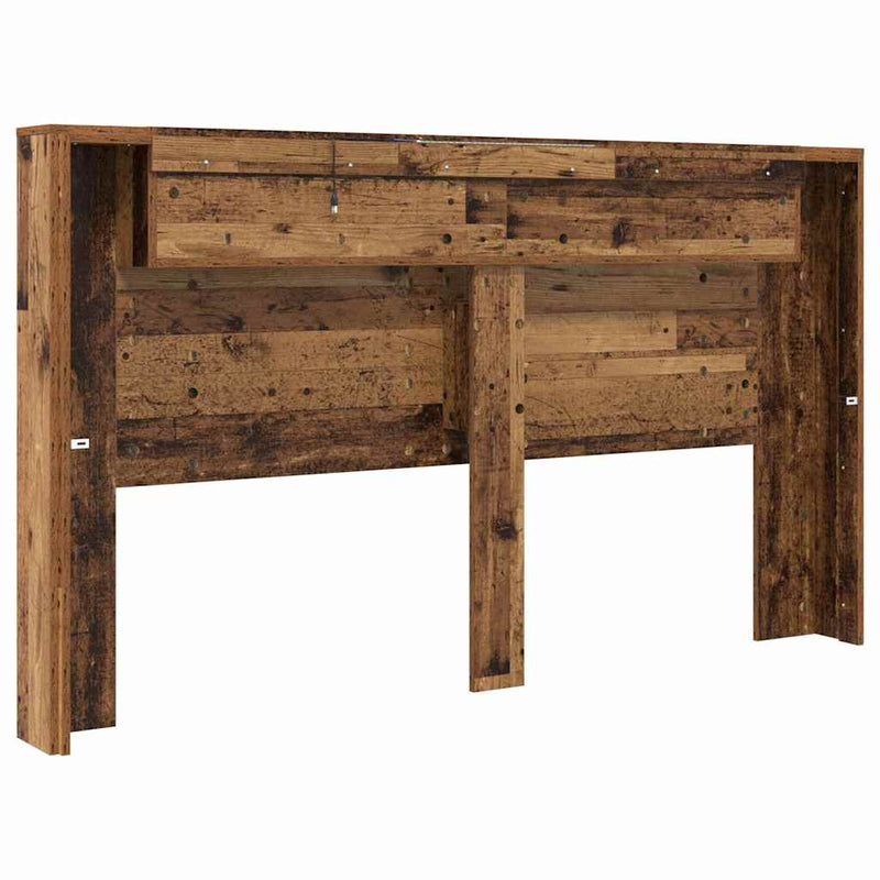 vidaXL Fejtámla LED -es lámpákkal Öreg fa 180 x 17 x 104,5 cm Faanyag