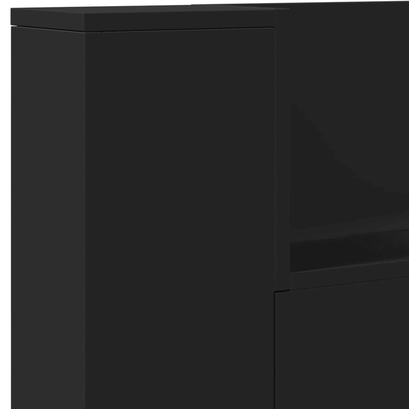 vidaXL Fejtámla LED -es lámpákkal Fekete 180 x 16,5 x 103,5 cm Faanyag