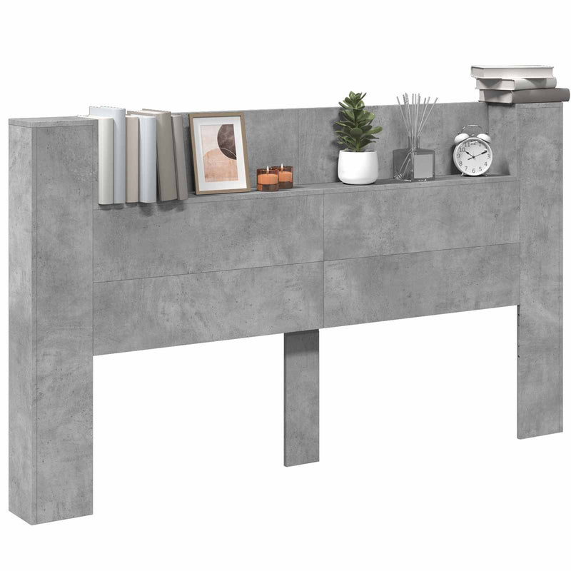 vidaXL Fejtámla polcokkal Beton Szürke 180 x 16,5 x 103,5 cm Faanyag