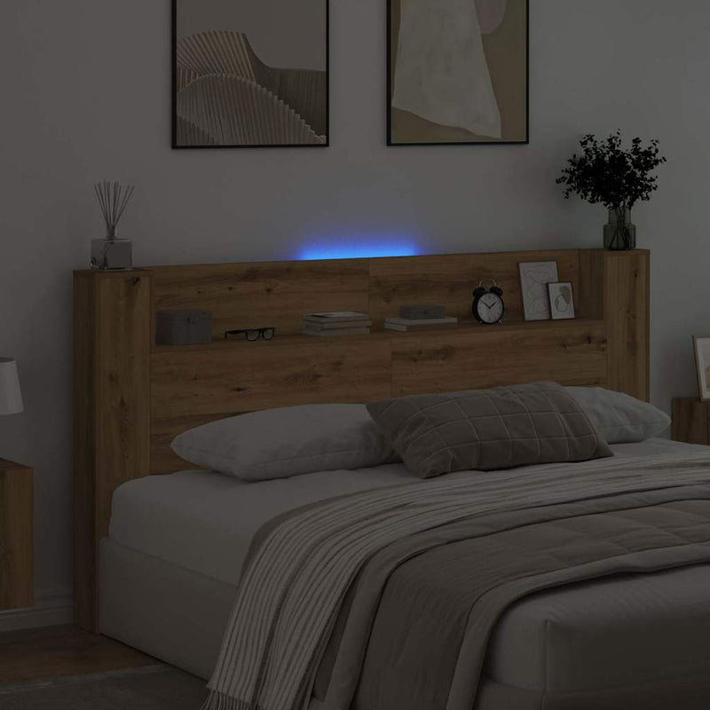 vidaXL Fejtámla polcokkal Artisan tölgy 200 x 15 x 103,5 cm Faanyag