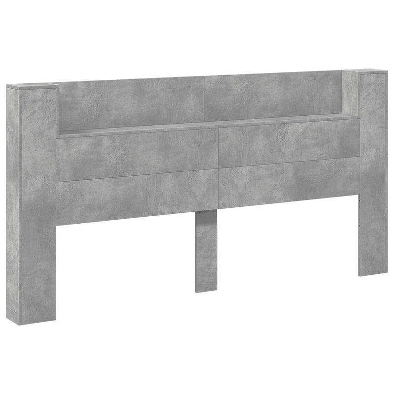 vidaXL Fejtámla polcokkal Beton Szürke 200 x 16,5 x 103,5 cm Faanyag