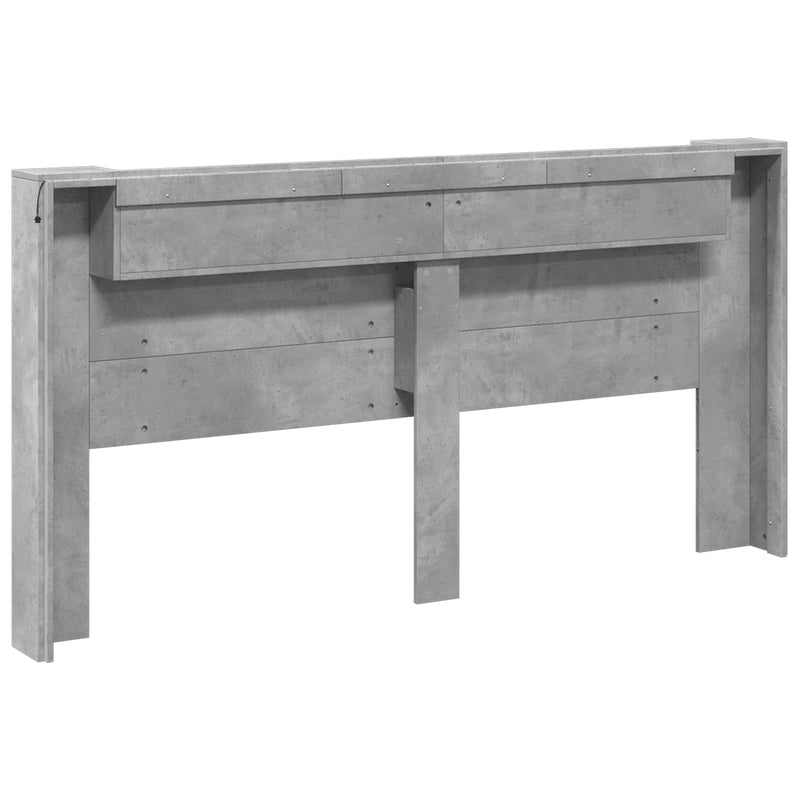 vidaXL Fejtámla polcokkal Beton Szürke 200 x 16,5 x 103,5 cm Faanyag