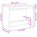 vidaXL Ágyíróasztal Betonszürke Szerelt Fa 100 x 45 x 75 cm