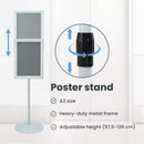 vidaXL Pedestal poszter állvány Ezüst 33 x 33 x 126 cm PVC és Acél