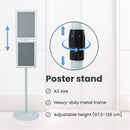 vidaXL Pedestal poszter állvány Ezüst 33 x 33 x 123 cm PVC és Acél