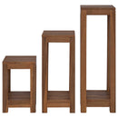 vidaXL Növényállvány 3 db Természetes 25 x 25 x 80 cm Tömör Teakfa
