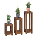 vidaXL Növényállvány 3 db Természetes 25 x 25 x 80 cm Tömör Teakfa