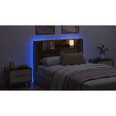 vidaXL LED-es Fejtámla Szekrény Öreg fa 140 x 16,5 x 103,5 cm Faanyag