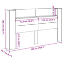 vidaXL LED-es Fejtámla Szekrény Szürke Sonoma 180 x 16,5 x 103,5 cm