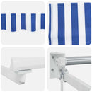 vidaXL LED-es, kézi kihúzható napernyő Kék és Fehér 3,5 x 2,5 m