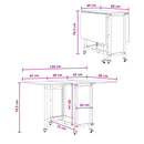 vidaXL Összecsukható étkezőasztal görgőkkel 130 x 80 x 76,5 cm acél PB