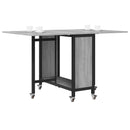 vidaXL Összecsukható étkezőasztal görgőkkel 130 x 80 x 76,5 cm acél PB
