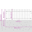 vidaXL Tüskés kerítés Asten Fekete 200 x 130 cm Porszórt acél