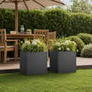 vidaXL Kerti cserép 2 db Fekete 20 x 20 x 20 cm Hidegen hengerelt acél
