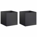 vidaXL Kerti cserép 2 db Fekete 20 x 20 x 20 cm Hidegen hengerelt acél