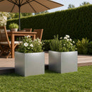 vidaXL Kerti cserép 2 db Ezüst 20 x 20 x 20 cm Horganyzott Acél