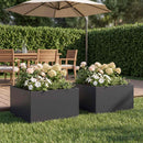 vidaXL Kerti cserép 2 db Fekete 60 x 60 x 30 cm Hidegen hengerelt acél