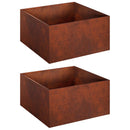 vidaXL Kerti cserép 2 db Rozsdás 60 x 60 x 30 cm Időjárásálló Acél