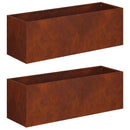 vidaXL Kerti cserép 2 db Rozsdás 40 x 20 x 20 cm Időjárásálló Acél