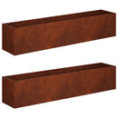 vidaXL Kerti cserép 2 db Rozsdás 100 x 20 x 20 cm Időjárásálló Acél