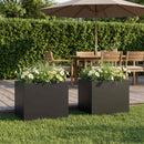 vidaXL Kerti cserép 2 db Fekete 40 x 30 x 30 cm Hidegen hengerelt acél
