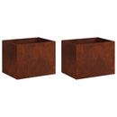 vidaXL Kerti cserép 2 db Rozsdás 40 x 30 x 30 cm Időjárásálló Acél