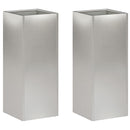 vidaXL Kerti cserép 2 db Ezüst 20 x 20 x 40 cm Rozsdamentes Acél