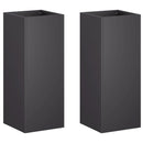 vidaXL Kerti cserép 2 db Fekete 20 x 20 x 50 cm Hidegen hengerelt acél