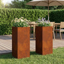vidaXL Kerti cserép 2 db Rozsdás 20 x 20 x 50 cm Időjárásálló Acél