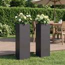vidaXL Kerti cserép 2 db Fekete 20 x 20 x 75 cm Hidegen hengerelt acél