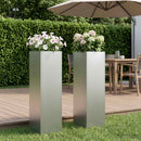 vidaXL Kerti cserép 2 db Ezüst 20 x 20 x 75 cm Horganyzott Acél