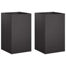 vidaXL Kerti cserép 2 db Fekete 30 x 30 x 40 cm Hidegen hengerelt acél