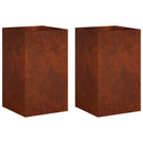 vidaXL Kerti cserép 2 db Rozsdás 30 x 30 x 50 cm Időjárásálló Acél