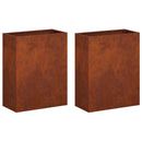 vidaXL Kerti cserép 2 db Rozsdás 40 x 20 x 40 cm Időjárásálló Acél