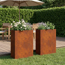vidaXL Kerti cserép 2 db Rozsdás 40 x 20 x 75 cm Időjárásálló Acél