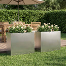 vidaXL Kerti cserép 2 db Ezüst 50 x 20 x 40 cm Rozsdamentes Acél
