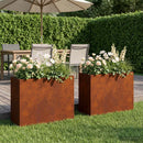 vidaXL Kerti cserép 2 db Rozsdás 50 x 20 x 40 cm Időjárásálló Acél