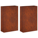 vidaXL Kerti cserép 2 db Rozsdás 50 x 20 x 75 cm Időjárásálló Acél