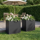 vidaXL Kerti cserép 2 db Fekete 50 x 30 x 40 cm Hidegen hengerelt acél