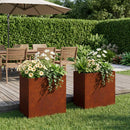 vidaXL Kerti cserép 2 db Rozsdás 50 x 30 x 40 cm Időjárásálló Acél
