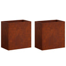 vidaXL Kerti cserép 2 db Rozsdás 50 x 30 x 40 cm Időjárásálló Acél