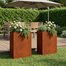 vidaXL Kerti cserép 2 db Rozsdás 50 x 30 x 75 cm Időjárásálló Acél