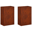 vidaXL Kerti cserép 2 db Rozsdás 50 x 30 x 75 cm Időjárásálló Acél