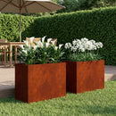 vidaXL Kerti cserép 2 db Rozsdás 60 x 30 x 40 cm Időjárásálló Acél