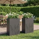 vidaXL Kerti cserép 2 db Fekete 50 x 30 x 75 cm Hidegen hengerelt acél