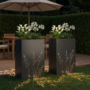 vidaXL Kerti cserép 2 db Fekete 50 x 30 x 75 cm Hidegen hengerelt acél