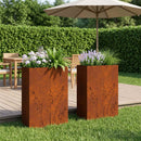 vidaXL Kerti cserép 2 db Rozsdás 50 x 30 x 75 cm Időjárásálló Acél