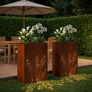 vidaXL Kerti cserép 2 db Rozsdás 50 x 30 x 75 cm Időjárásálló Acél