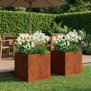 vidaXL Kerti cserép 2 db Rozsdás 50 x 50 x 49 cm Időjárásálló Acél
