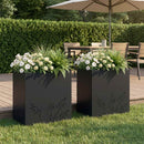 vidaXL Kerti cserép 2 db Fekete 50 x 30 x 49 cm Hidegen hengerelt acél